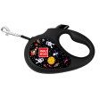 Повідець-рулетка для собак Collar WAUDOG R-leash, до 25 кг, світловідбивна стрічка, розмір М, малюнок NASA, 5 м
