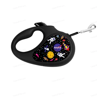 Повідець-рулетка для собак Collar WAUDOG R-leash, до 50 кг, світловідбивна стрічка, розмір L, малюнок NASA, 5 м