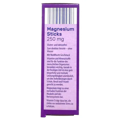 Магнезіум з вітаміном Е Vitalis Magnesium Sticks 250 мг зі смаком лісових ягід №20 в стіках