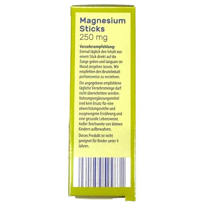 Магнезіум з вітаміном Е Vitalis Magnesium Sticks 250 мг зі смаком лайму №20 в стіках