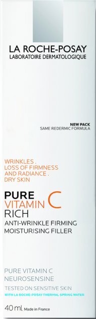 Крем-филлер для лица La Roche-Posay Pure Vitamin C Riche антивозрастной увлажняющий комплексного действия для сухой, чувствительной кожи, 40 мл