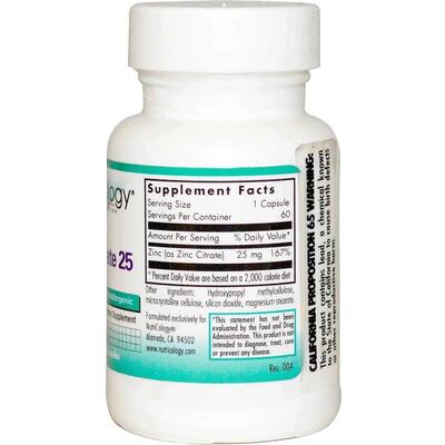 Цинк цитрат Nutricology Zinc Citrate капсулы по 25 мг №60