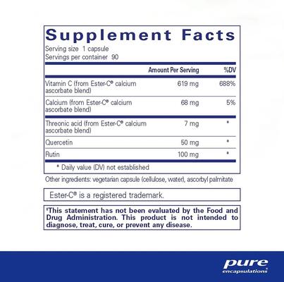 Ester-C и флавоноиды Pure Encapsulations Ester-C & flavonoids, 90 капсул