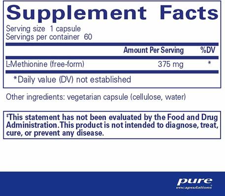 L-метионин Pure Encapsulations L-Methionine, 60 капсул