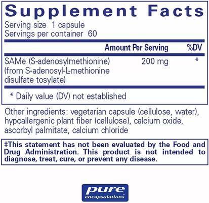 S-аденозилметионин Pure Encapsulations SAMe (S-Adenosylmethionine), 60 капсул