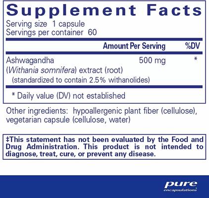 Ашваганда Pure Encapsulations Ashwagandha, 60 капсул