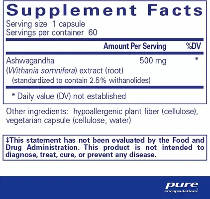 Ашваганда Pure Encapsulations Ashwagandha, 60 капсул