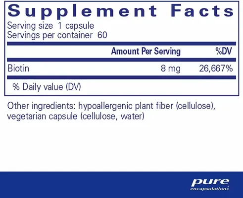 Біотин Pure Encapsulations Biotin 8 мг, 60 капсул
