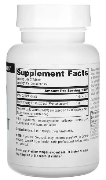 Вишні екстракт Source Naturals Cherry Fruit Extract 500 мг, 90 таблеток