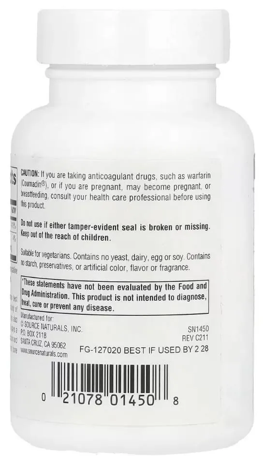 Вітамін К Source Naturals Vitamin K 500 мкг, 200 таблеток