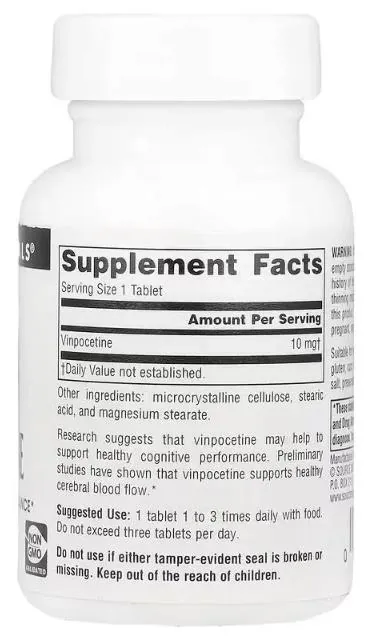 Вінпоцетин Source Naturals Vinpocetine 10 мг, 60 таблеток