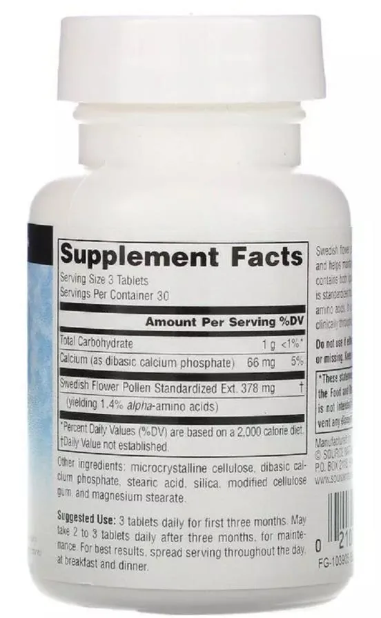 Шведський квітковий пилок Source Naturals Swedish Flower Pollen, 90 таблеток