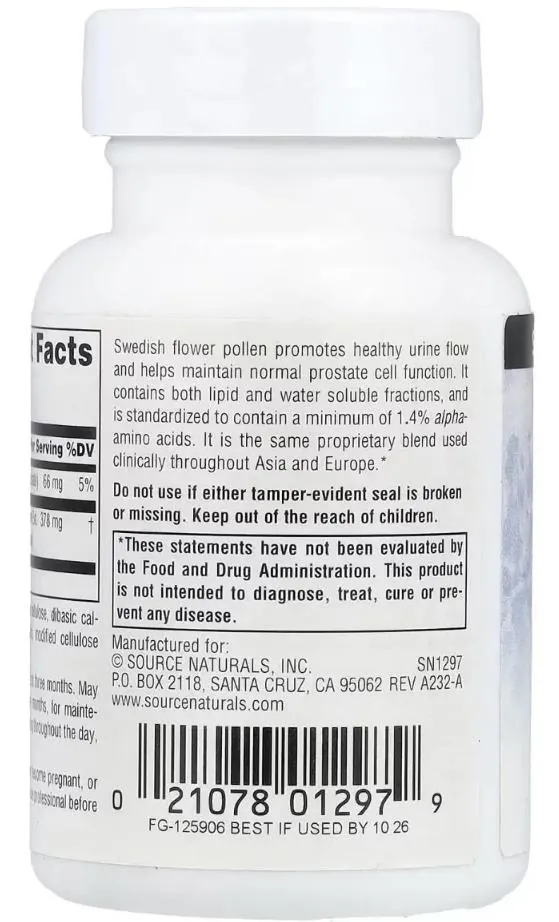 Шведський квітковий пилок Source Naturals Swedish Flower Pollen, 90 таблеток