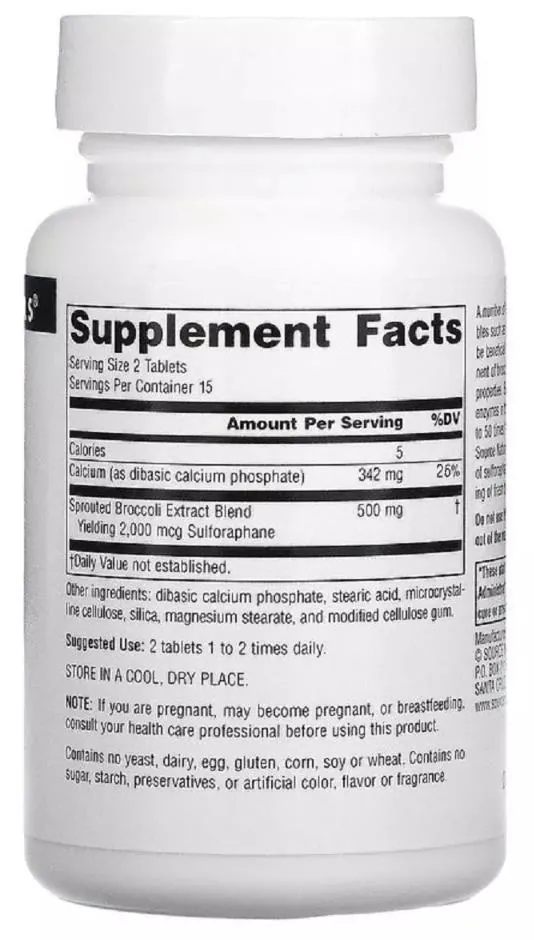 Экстракт брокколи Source Naturals Broccoli Sprouts Extract, 30 таблеток