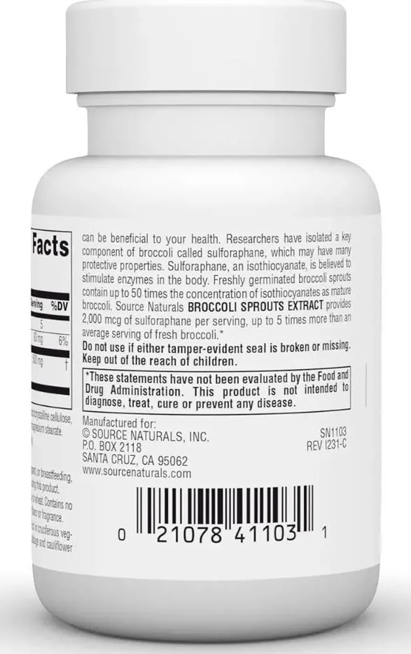 Экстракт брокколи Source Naturals Broccoli Sprouts Extract, 30 таблеток