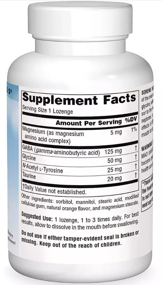 ГАМК (гамма-аміномасляна кислота) Source Naturals Serene Science Gaba Calm зі смаком апельсина, 60 таблеток
