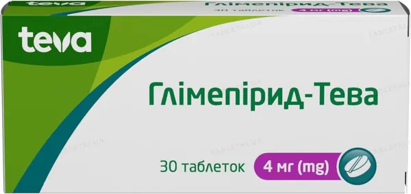 Глімепірид-Тева таблетки по 4 мг №30 (10х3)
