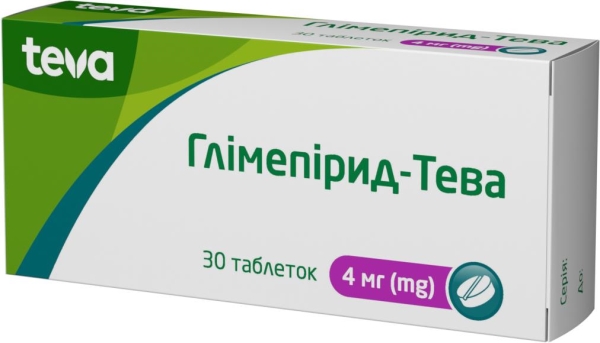 Глимепирид-Тева таблетки по 4 мг №30 (10х3)