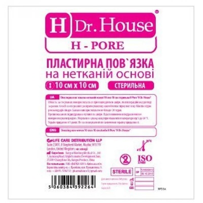 Повязка пластырная Dr. House H Pore стерильная нетканая 10 см х 10 см, 1 штука