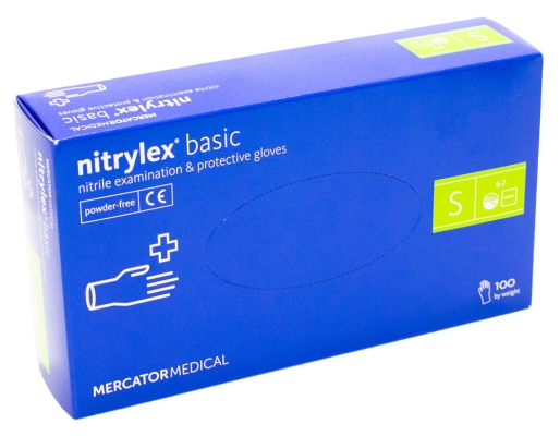 Перчатки смотровые Mercator Medical Nitrylex basic нитриловые неопудренные, размер S, нестерильные, пара