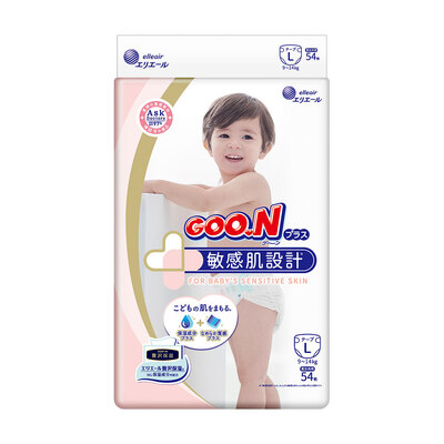 Подгузники Goo.N Plus детские на липучках, размер L, 9-14 кг, 54 шт