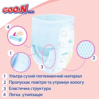Підгузки-трусики Goo.N Plus розмір XL, 12-20 кг, 38 шт