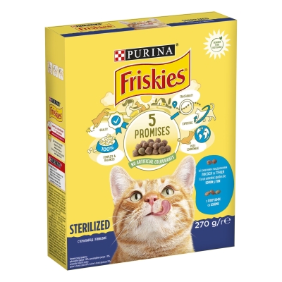 Корм сухий для кішок Purina Friskies Neutered Cat Smn & Veg, 270 г