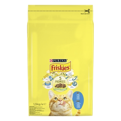 Корм сухий для кішок Purina Friskies зі смаком лосося і овочів, 1,5 кг