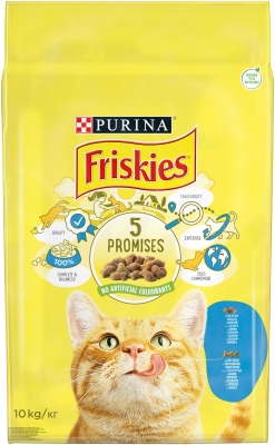 Корм сухий для кішок Purina Friskies зі смаком лосося і овочів, 10 кг