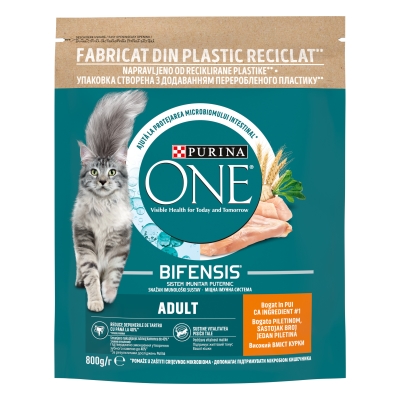 Корм сухой для кошек Purina One Adult Cat Chicken & WhlG с курицей, 800 г