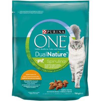 Корм сухой для кошек Purina One DualNature со спирулиной, 750 г