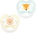 Пустушка силіконова Baby-Nova 28360-3 ортодонтична плоска з малюнком і кільцем унісекс, 6-18 місяців, 2 шт