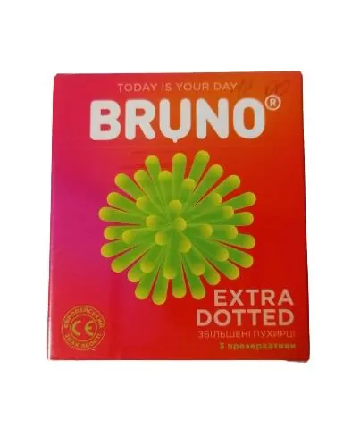 Презервативи Bruno Extra Dotted зі збільшеними пухирцями, 3 штуки