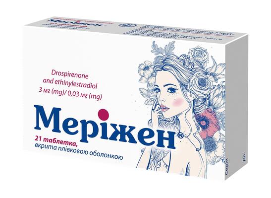 Меріжен таблетки, в/плів. обол. по 3 мг/0.03 мг №21