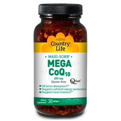 Коензим Q10 Country Life Mega CoQ10 100 мг, 30 м'яких капсул