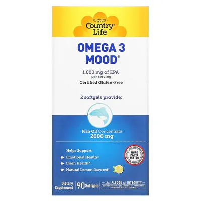 Омега 3 Настрій Country Life Omega-3 Mood, 90 м'яких капсул