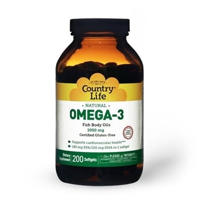 Омега-3 Country Life Omega-3 1000 мг, 200 мягких капсул
