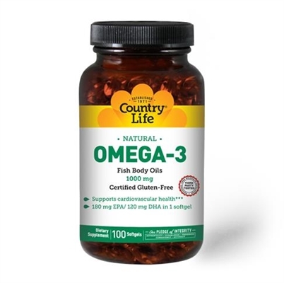 Омега-3 Country Life Omega-3 1000 мг, 100 мягких капсул