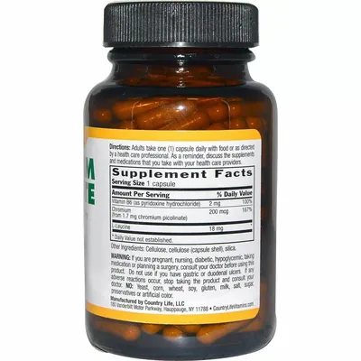 Хрому піколінат Country Life Chromium Picolinate, 200 капсул