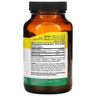 Прополіс бджолиний Country Life Bee Propolis 500 мг, 100 капсул