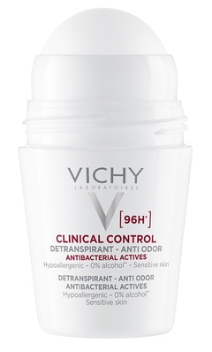 Дезодорант-антиперспирант шариковый Vichy 96h Clinical Control против чрезмерного потоотделения и запаха, 50 мл