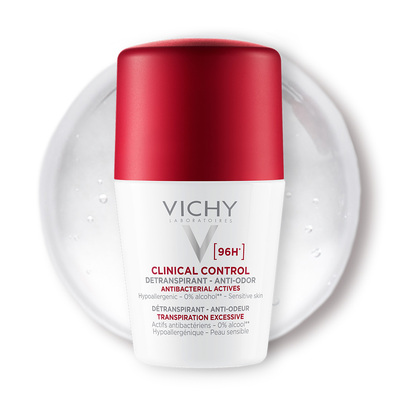 Дезодорант-антиперспирант шариковый Vichy 96h Clinical Control против чрезмерного потоотделения и запаха, 50 мл