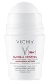 Дезодорант-антиперспирант шариковый Vichy 96h Clinical Control против чрезмерного потоотделения и запаха, 50 мл