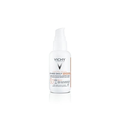 Флюид солнцезащитный Vichy Capital Soleil UV-Age Daily SPF 50+ против признаков фотостарения кожи лица с универсальным тонирующим пигментом, 40 мл