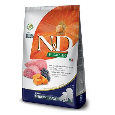 Корм сухий Farmina N&D Pumpkin беззерновий для цуценят великих порід з гарбузом, ягням, чорницею, 2,5 кг