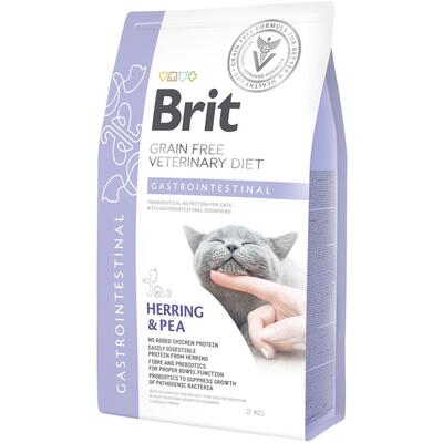 Корм сухой Brit VetDiets Gastrointestinal для взрослых кошек с селедкой и лососем, 2 кг