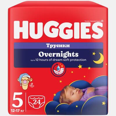 Підгузки-трусики Huggies Pants Overnights дитячі, нічні, розмір 5, 12-17 кг, 24 шт