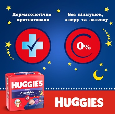 Подгузники-трусики Huggies Pants Overnights детские, ночные, размер 6, 15-22 кг, 22 шт