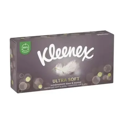 Серветки косметичні Kleenex Ultra Soft тришарові в коробці, 64 шт