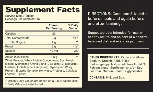 Амінокислота Optimum Nutrition Amino 2222, 320 таблеток